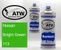 Preview: Nissan, Bright Green, 113: 400ml Sprühdose + 400ml Klarlack - Set, von ATW Autoteile West.